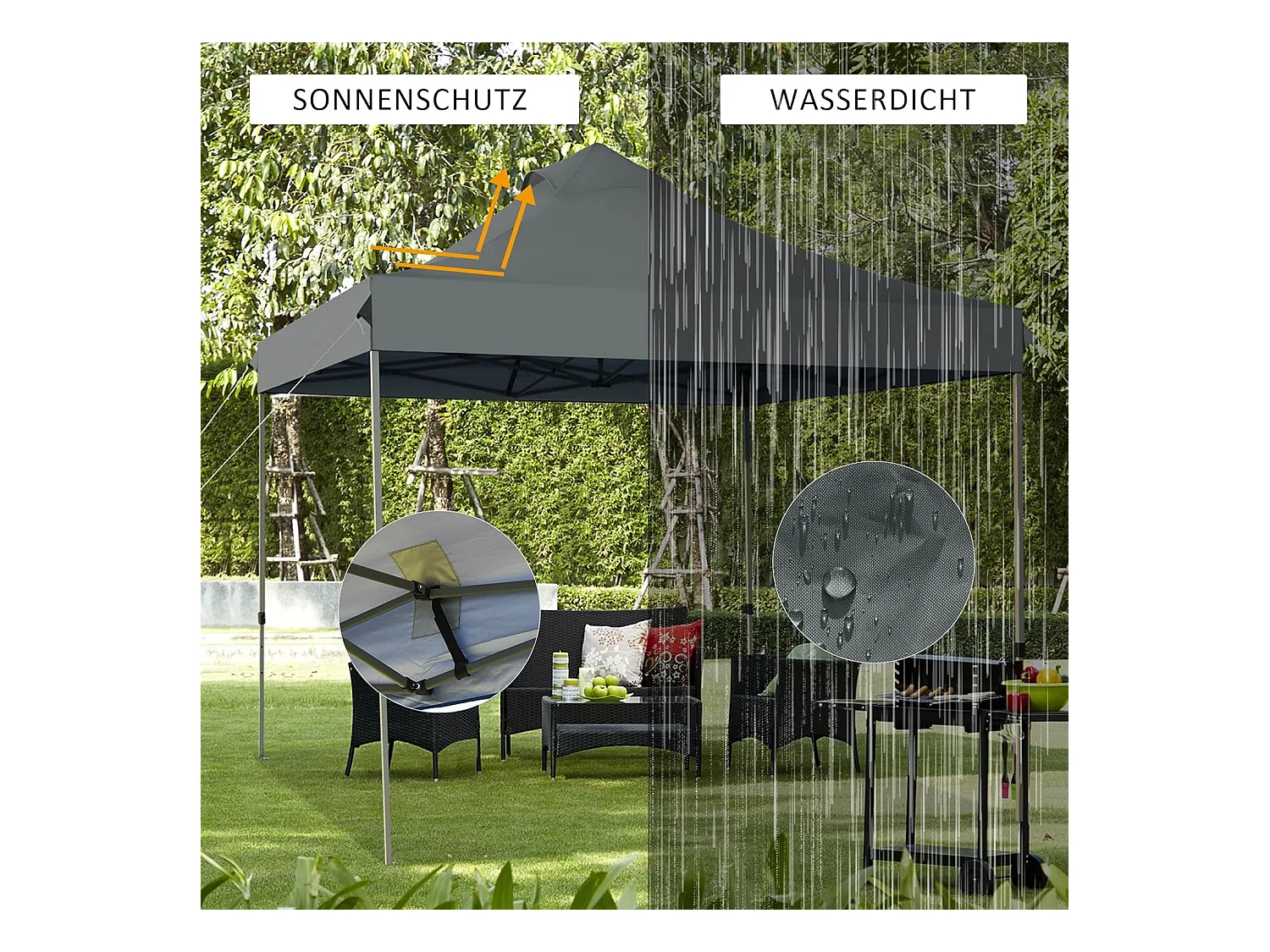 3 x 3 m paviljoen, vouwpaviljoen, winterbestendig, uv-bescherming 50+, in hoogte verstelbaar tuinpaviljoen,voor tuin, bruiloft, feest,AB92870