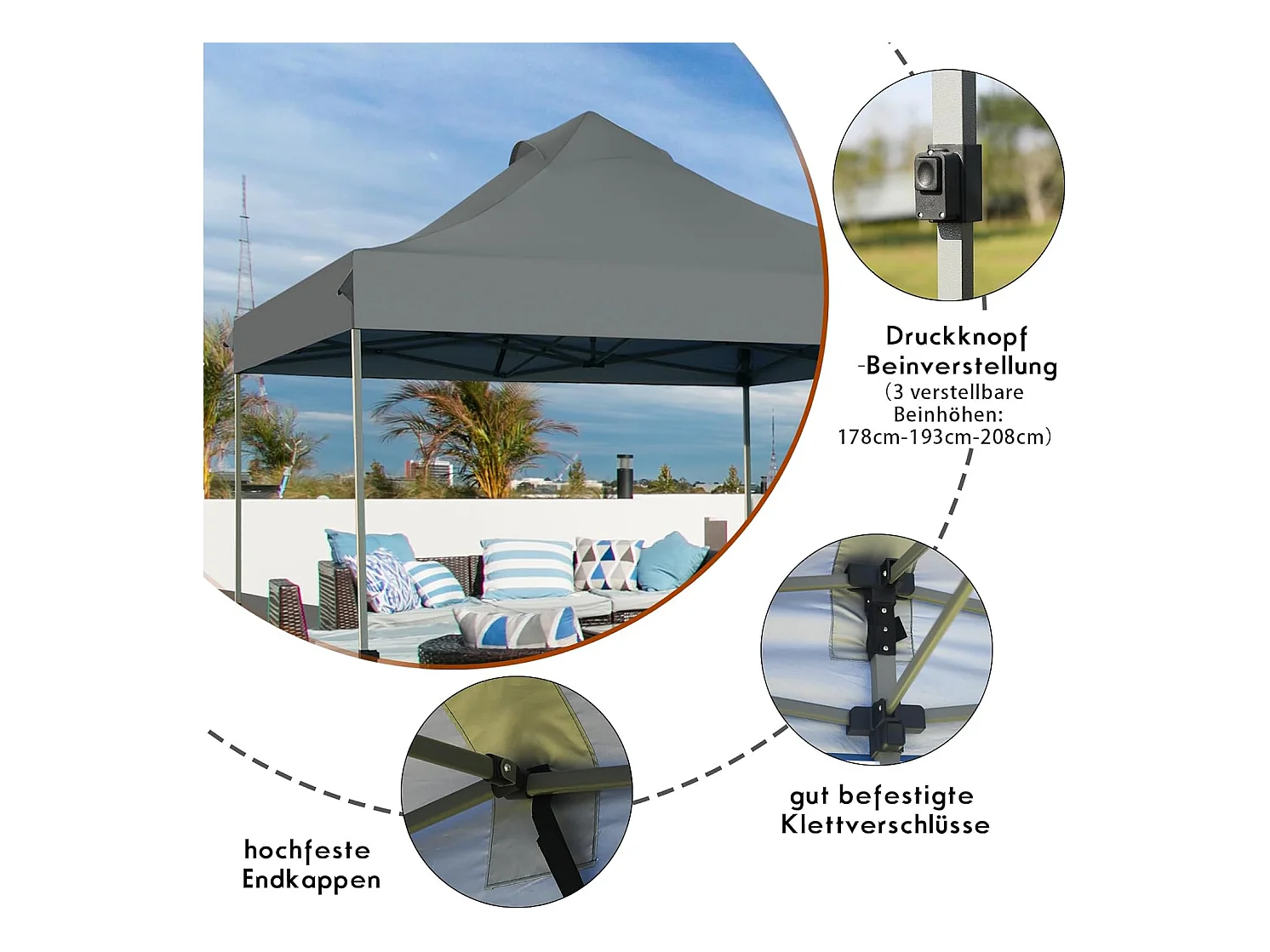 3 x 3 m paviljoen, vouwpaviljoen, winterbestendig, uv-bescherming 50+, in hoogte verstelbaar tuinpaviljoen,voor tuin, bruiloft, feest,AB92870