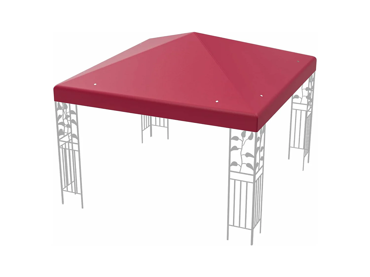 3 x 3 m reservedak voor tuinpaviljoen, paviljoendak, vervangende hoes met afvoergaten en klittenband (wijn)ZB32749