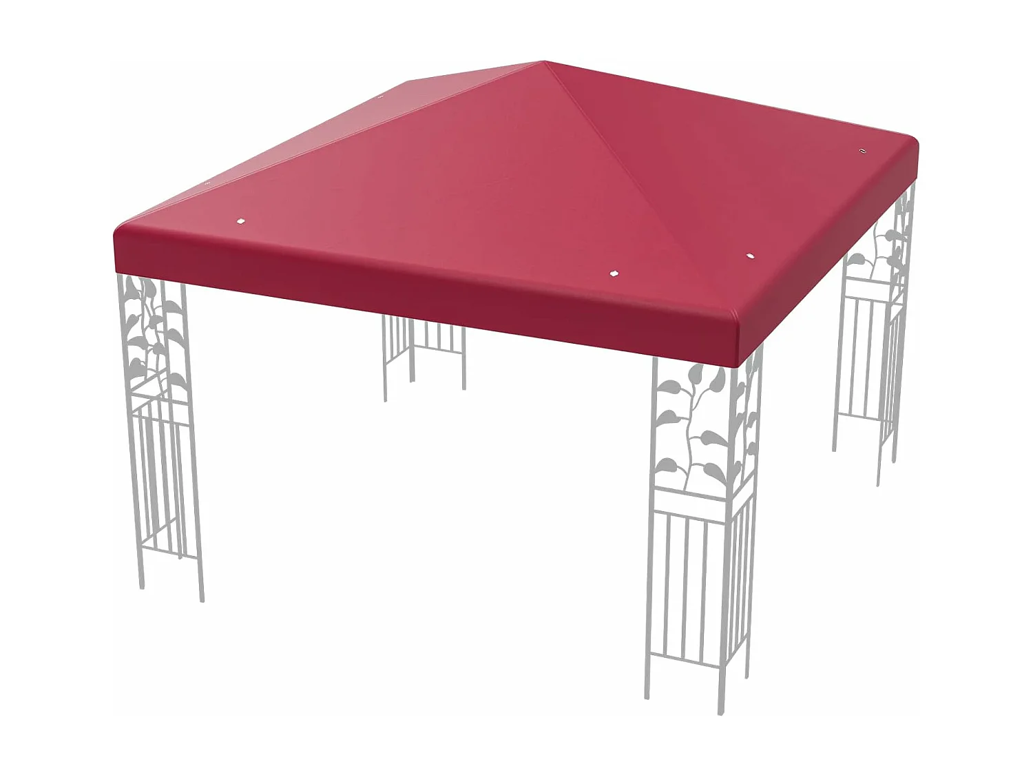 3 x 3 m reservedak voor tuinpaviljoen, paviljoendak, vervangende hoes met afvoergaten en klittenband (wijn)ZB32749