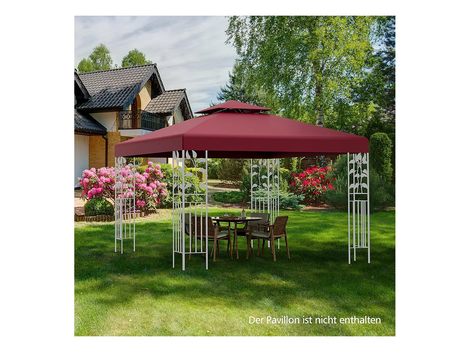 3 x 3 m reservedak voor paviljoen,paviljoendak, vervangende hoes met afvoergaten en klittenbandsluitingen, paviljoenafdekking ZB32740