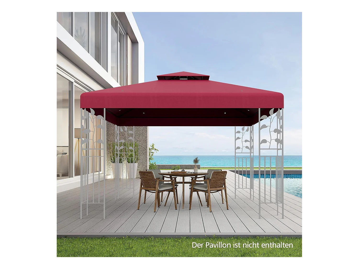 3 x 3 m reservedak voor paviljoen,paviljoendak, vervangende hoes met afvoergaten en klittenbandsluitingen, paviljoenafdekking ZB32740