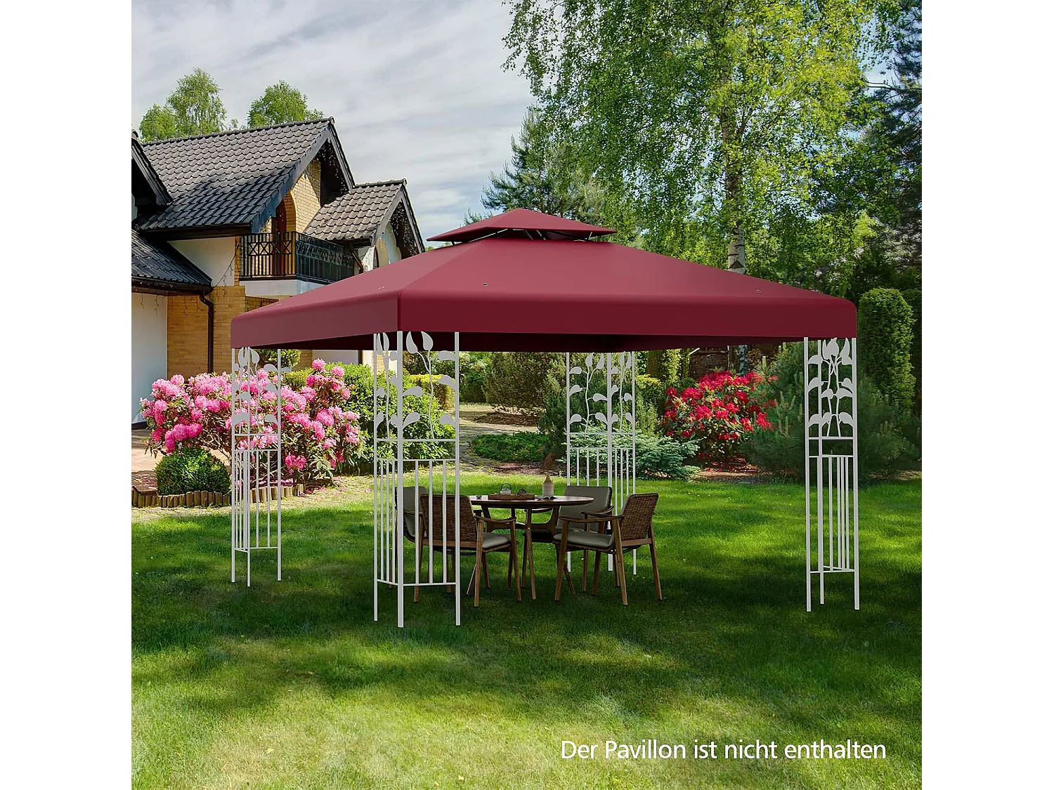 3 x 3 m reservedak voor paviljoen,paviljoendak, vervangende hoes met afvoergaten en klittenbandsluitingen, paviljoenafdekking ZB32740