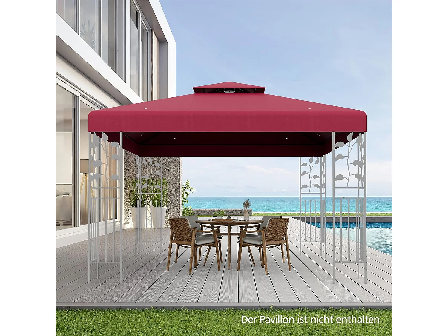 3 x 3 m reservedak voor paviljoen,paviljoendak, vervangende hoes met afvoergaten en klittenbandsluitingen, paviljoenafdekking ZB32740