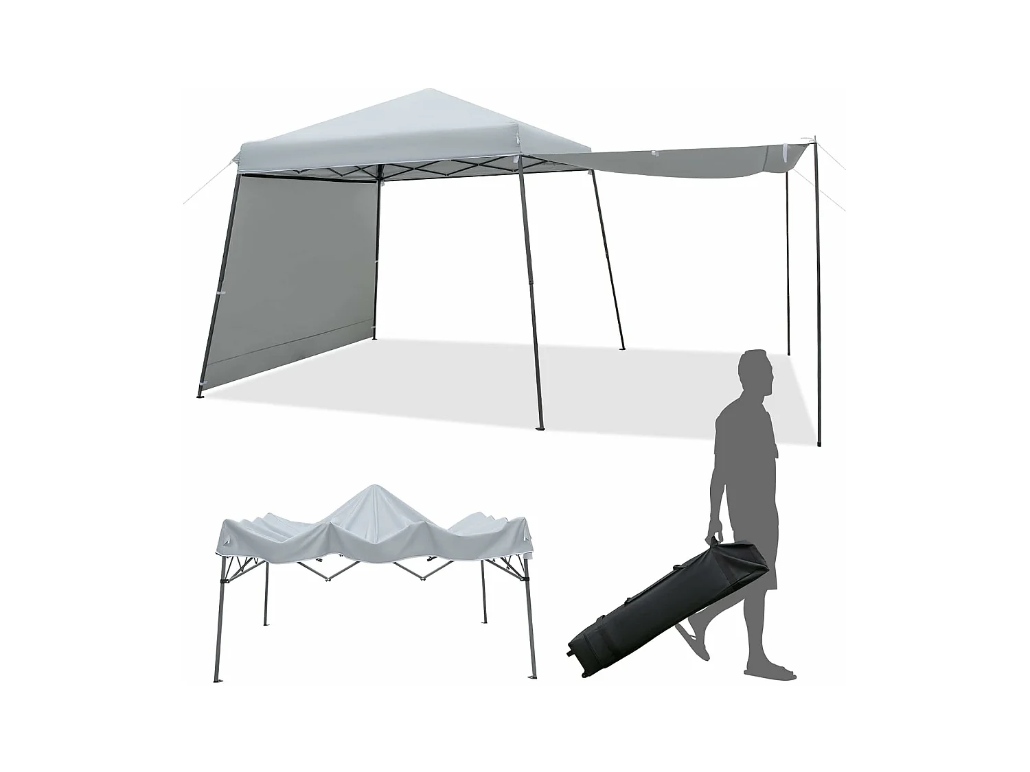 3 x 6 m pop-up paviljoen met zijwanden en luifels, vouwpaviljoen,winterbestendig, uv-bescherming 50+, tuintent met roltas, partytent,ZB32924