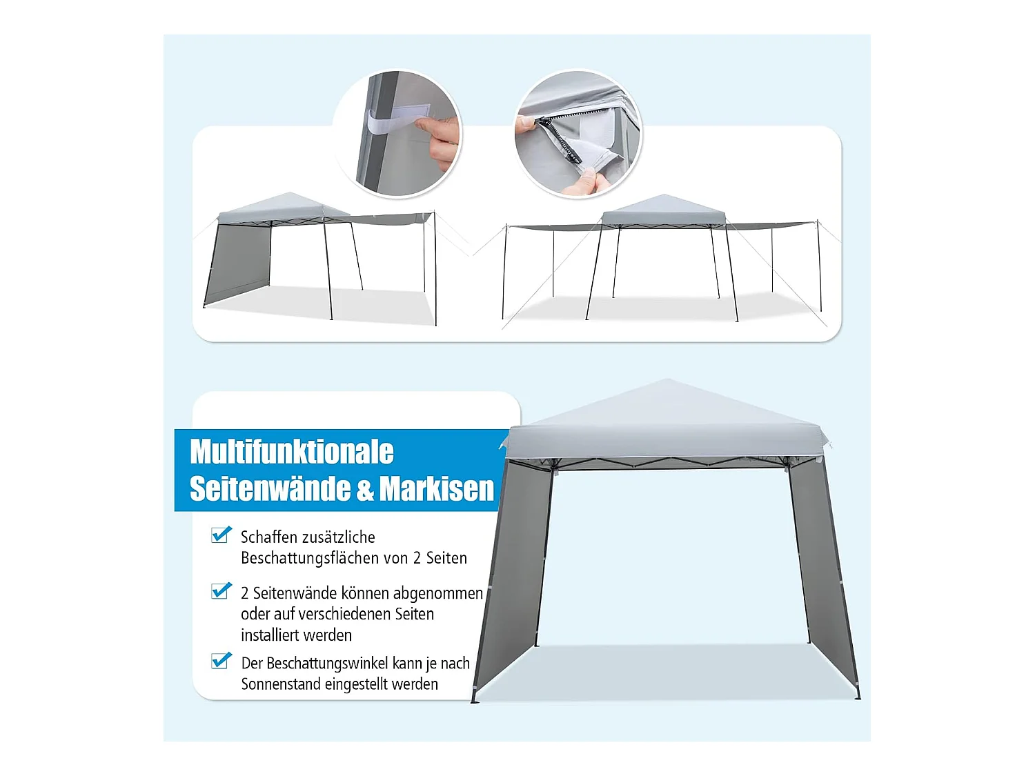 3 x 6 m pop-up paviljoen met zijwanden en luifels, vouwpaviljoen,winterbestendig, uv-bescherming 50+, tuintent met roltas, partytent,ZB32924