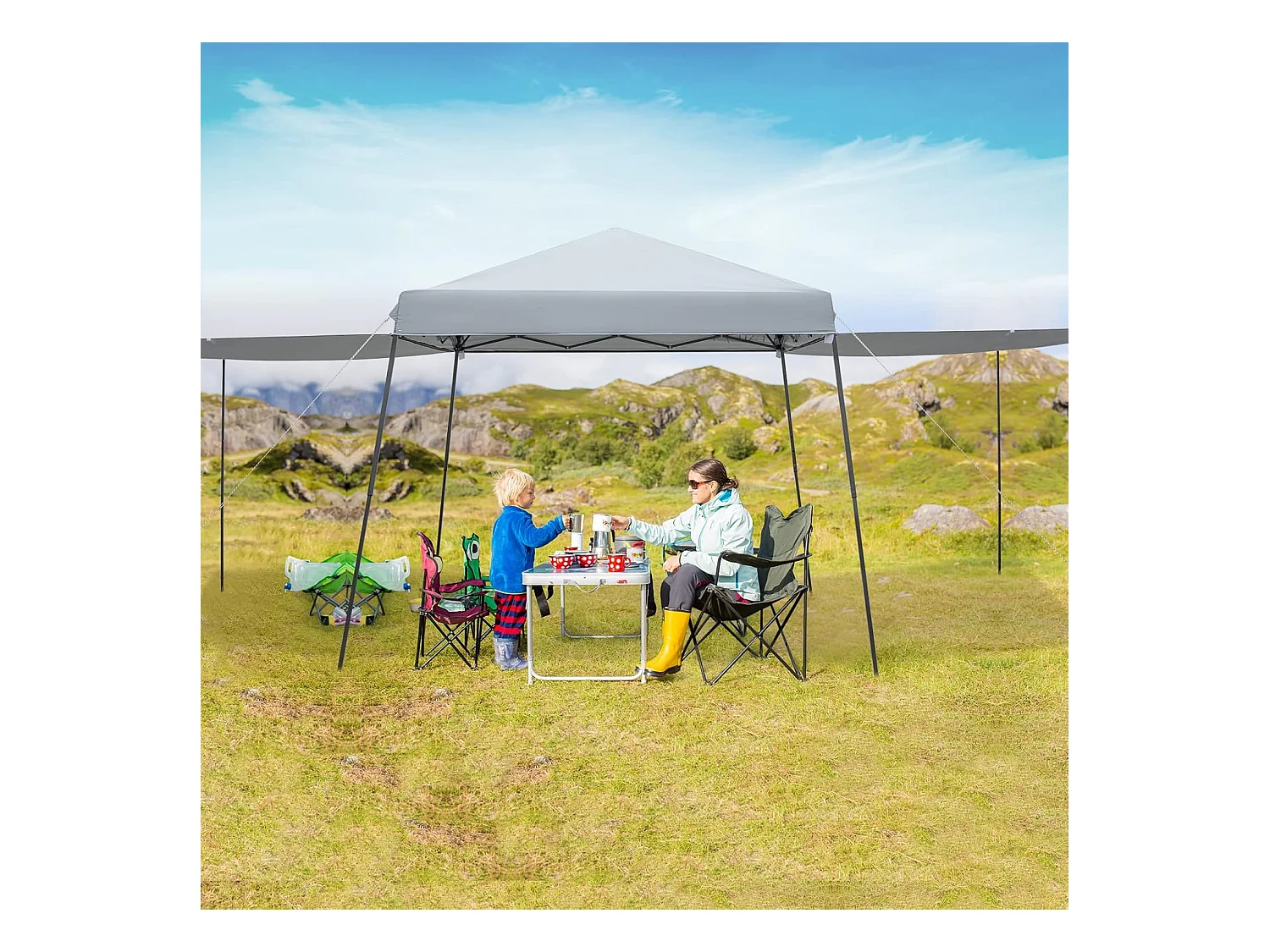 3 x 6 m pop-up paviljoen met zijwanden en luifels, vouwpaviljoen,winterbestendig, uv-bescherming 50+, tuintent met roltas, partytent,ZB32924