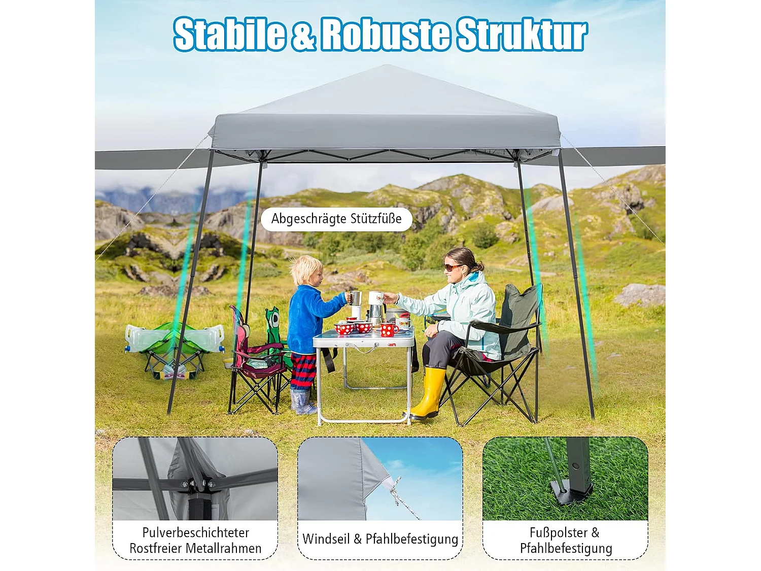 3 x 6 m pop-up paviljoen met zijwanden en luifels, vouwpaviljoen,winterbestendig, uv-bescherming 50+, tuintent met roltas, partytent,ZB32924