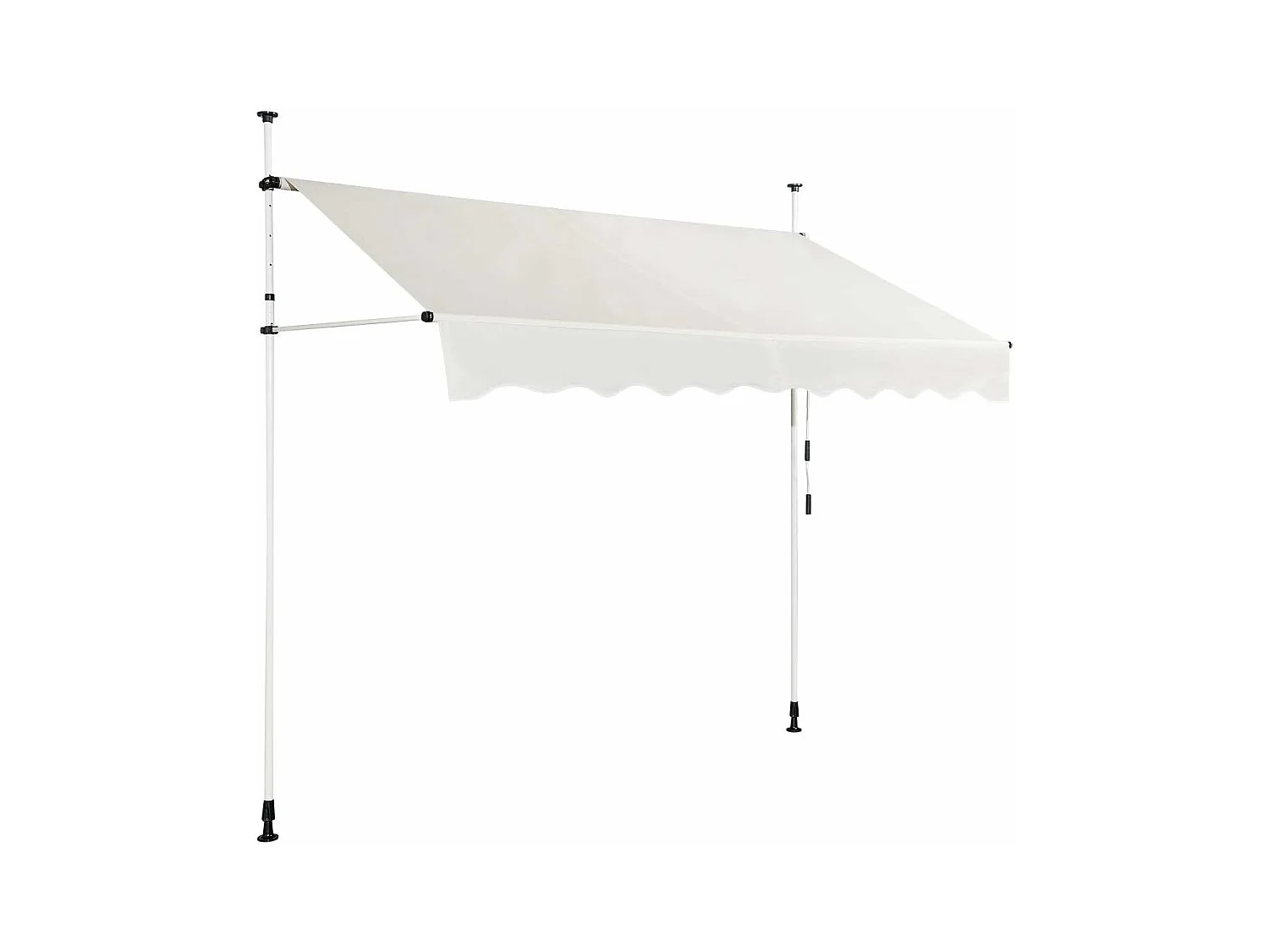 Klemluifel, 200 cm breed, balkonluifel zonder boren, uv-bestendig, in hoogte verstelbaar,luifel met handslinger, zonneluifel,beigeZB33759