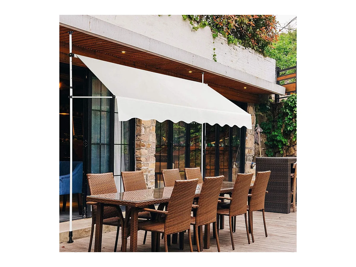 Klemluifel, 200 cm breed, balkonluifel zonder boren, uv-bestendig, in hoogte verstelbaar,luifel met handslinger, zonneluifel,beigeZB33759