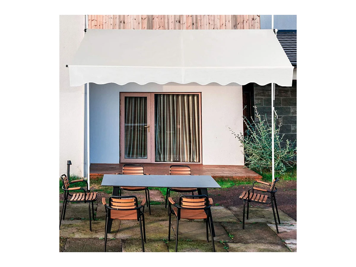 Klemluifel, 200 cm breed, balkonluifel zonder boren, uv-bestendig, in hoogte verstelbaar,luifel met handslinger, zonneluifel,beigeZB33759