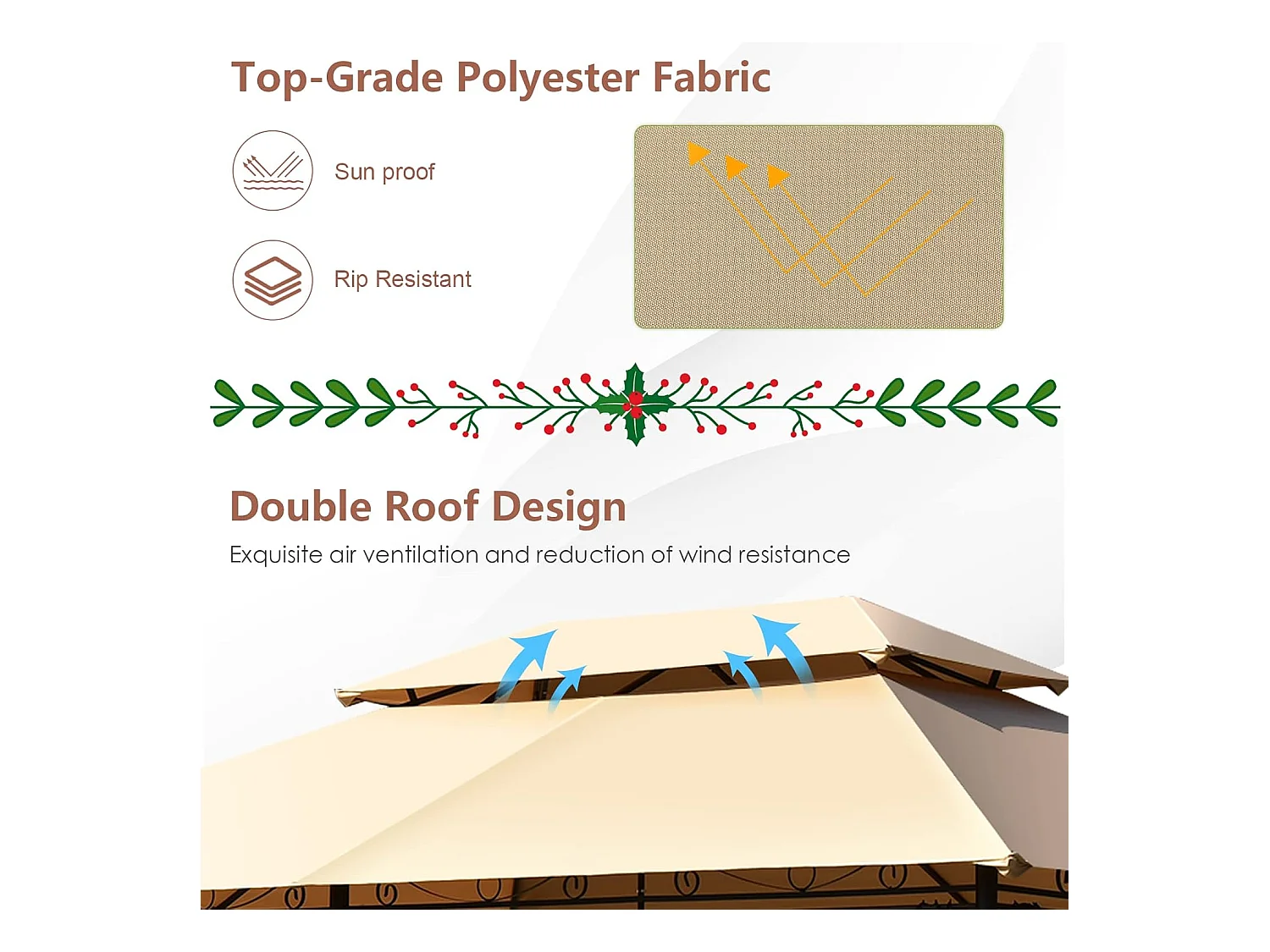 Paviljoen, metaal, 3 x 4 m, tuinpaviljoen, luxe tuintent, feesttent, feesttent, stabiel, voor picknicken, grillen, bruiloften (bruin)ZB32576