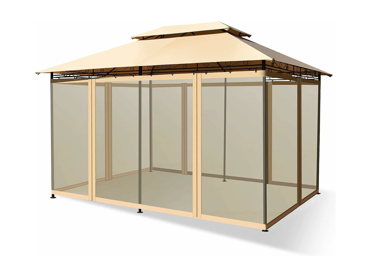 Paviljoen, metaal, 3 x 4 m, tuinpaviljoen, luxe tuintent, feesttent, feesttent, stabiel, voor picknicken, grillen, bruiloften (bruin)ZB32576