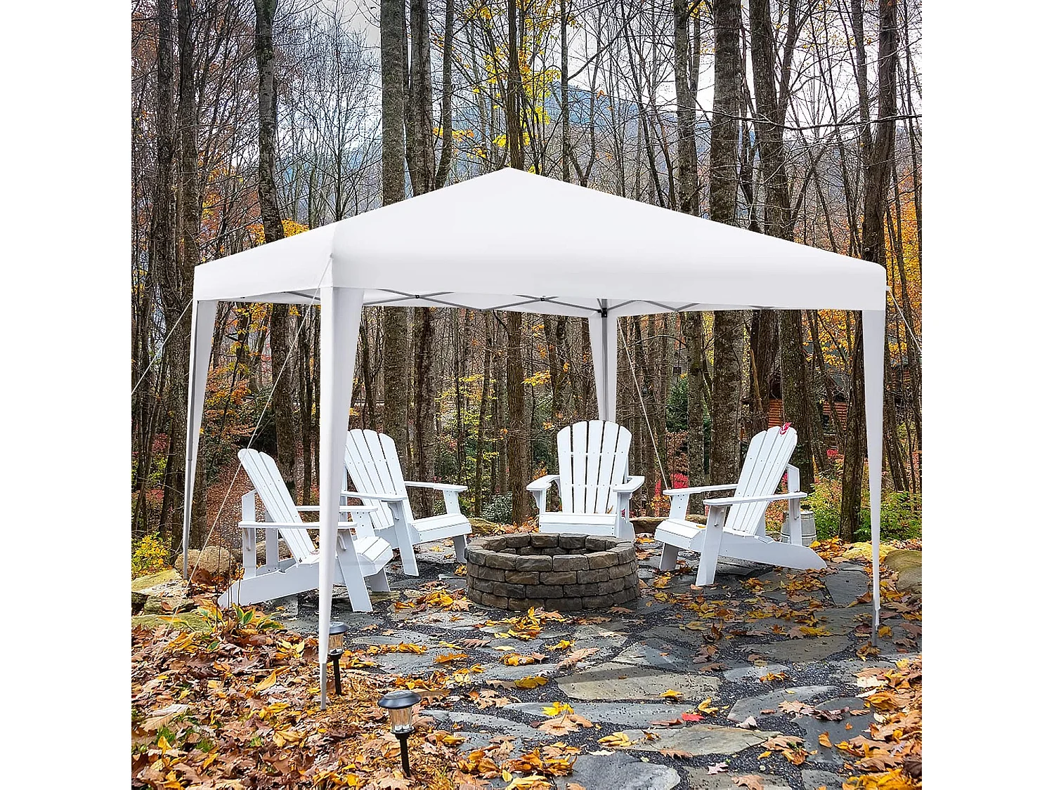 3x3m pop-up paviljoen, opvouwbaar, tuintent, in hoogte verstelbaar, waterdicht, tuinpaviljoen met draagtas, voor tuin, strand,terras (wit)ZB32016