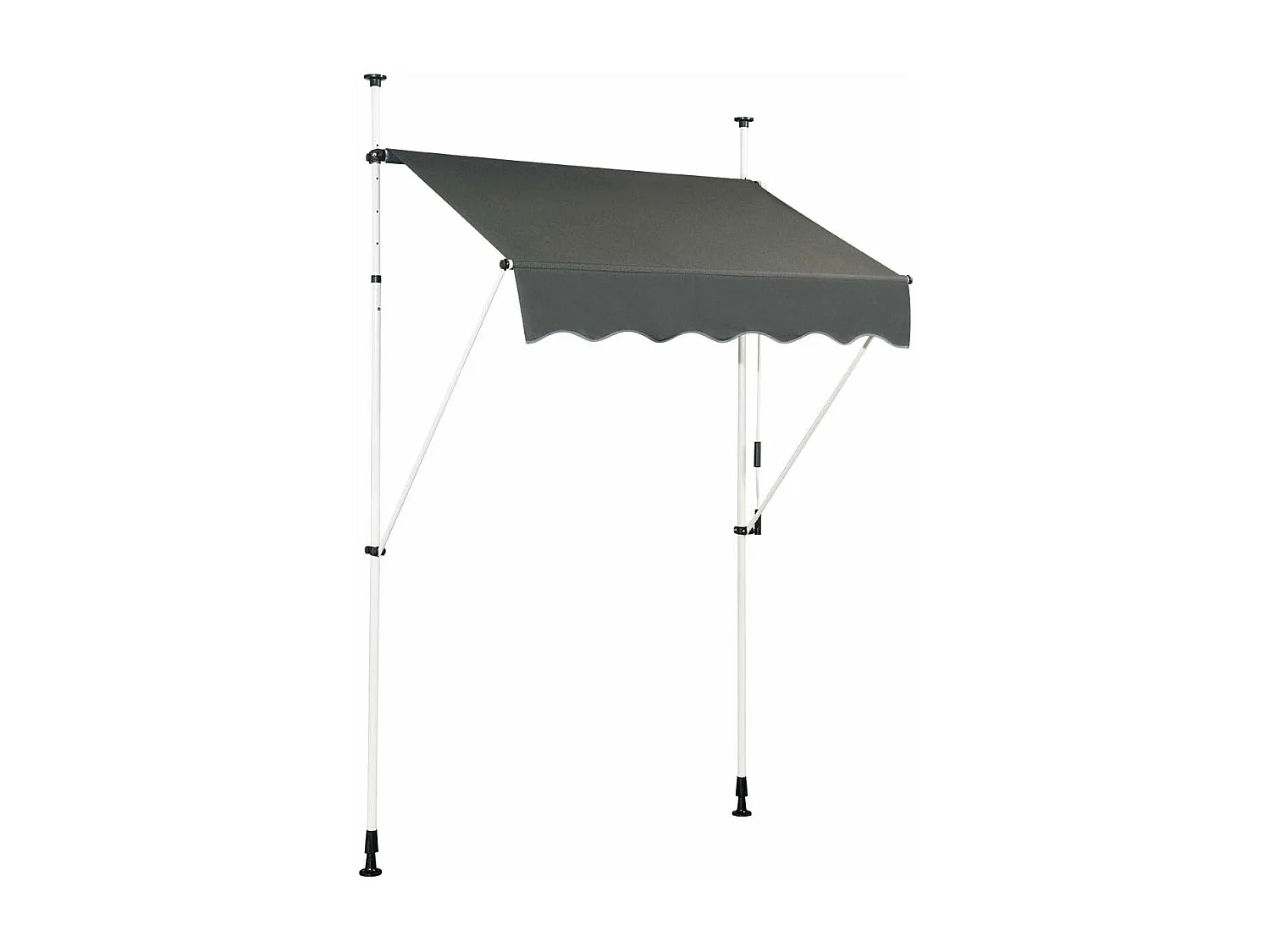 Klemluifel, 150 cm breed, balkonluifel zonder boren, uv-bestendig, in hoogte verstelbaar,luifel met handslinger, zonneluifel,grijsAB92530