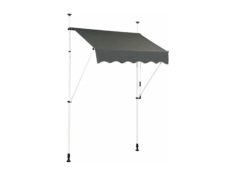Klemluifel, 150 cm breed, balkonluifel zonder boren, uv-bestendig, in hoogte verstelbaar,luifel met handslinger, zonneluifel,grijsAB92530