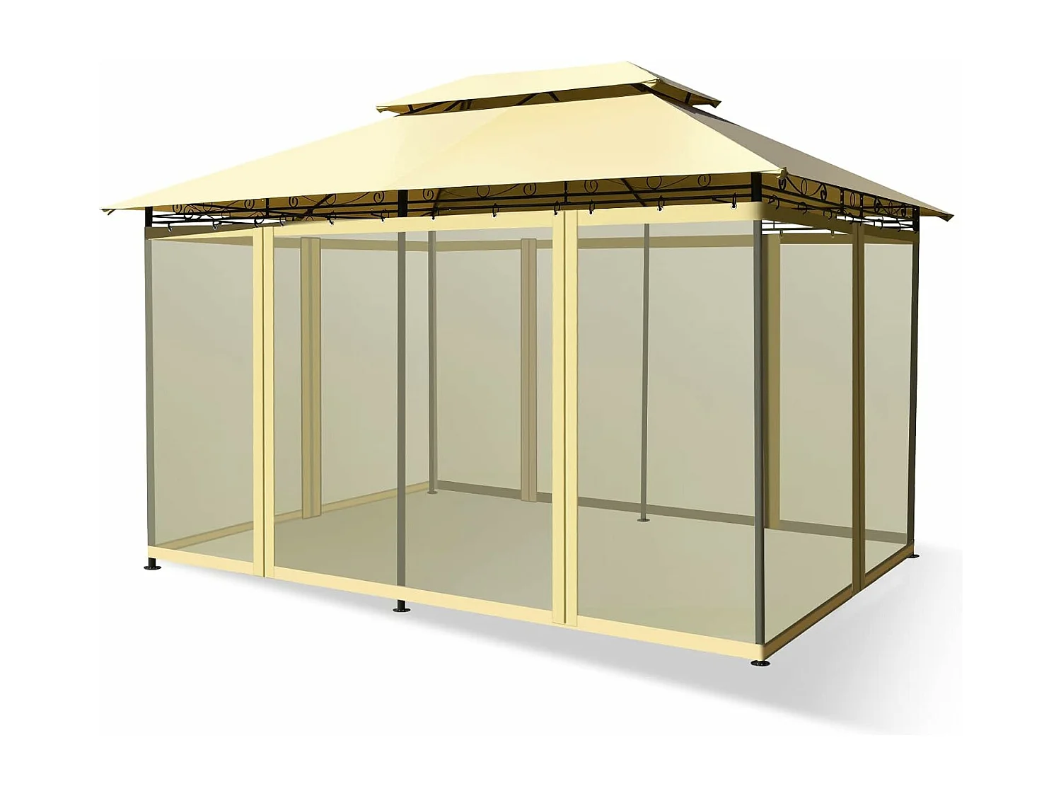 Paviljoen, metaal, 3 x 4 m, tuinpaviljoen, luxe tuintent, feesttent, feesttent, stabiel, voor picknicken, grillen, bruiloften (beige)ZB32576