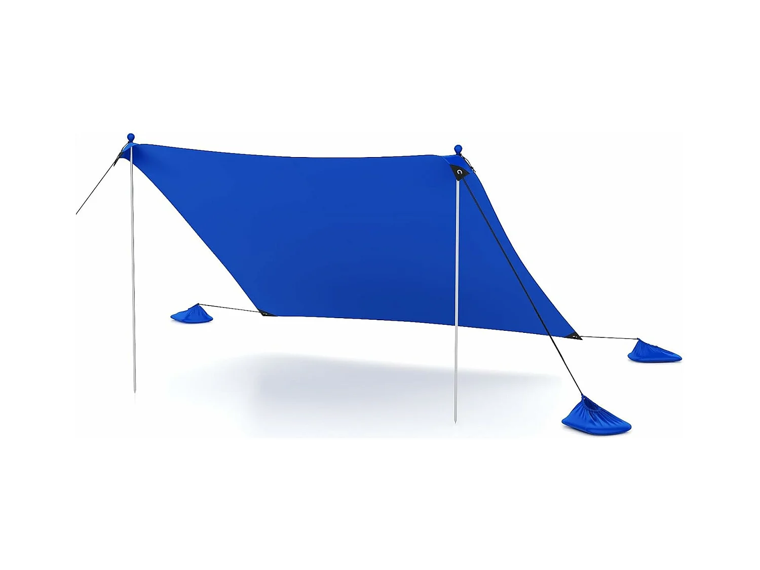 Strandtent 230x200 cm, UPF 50+, zonnetent met zandankers, zandzakken, draagbare zonwering, zonnedak voor strand, vissen, picknick (blauw) ZB33850
