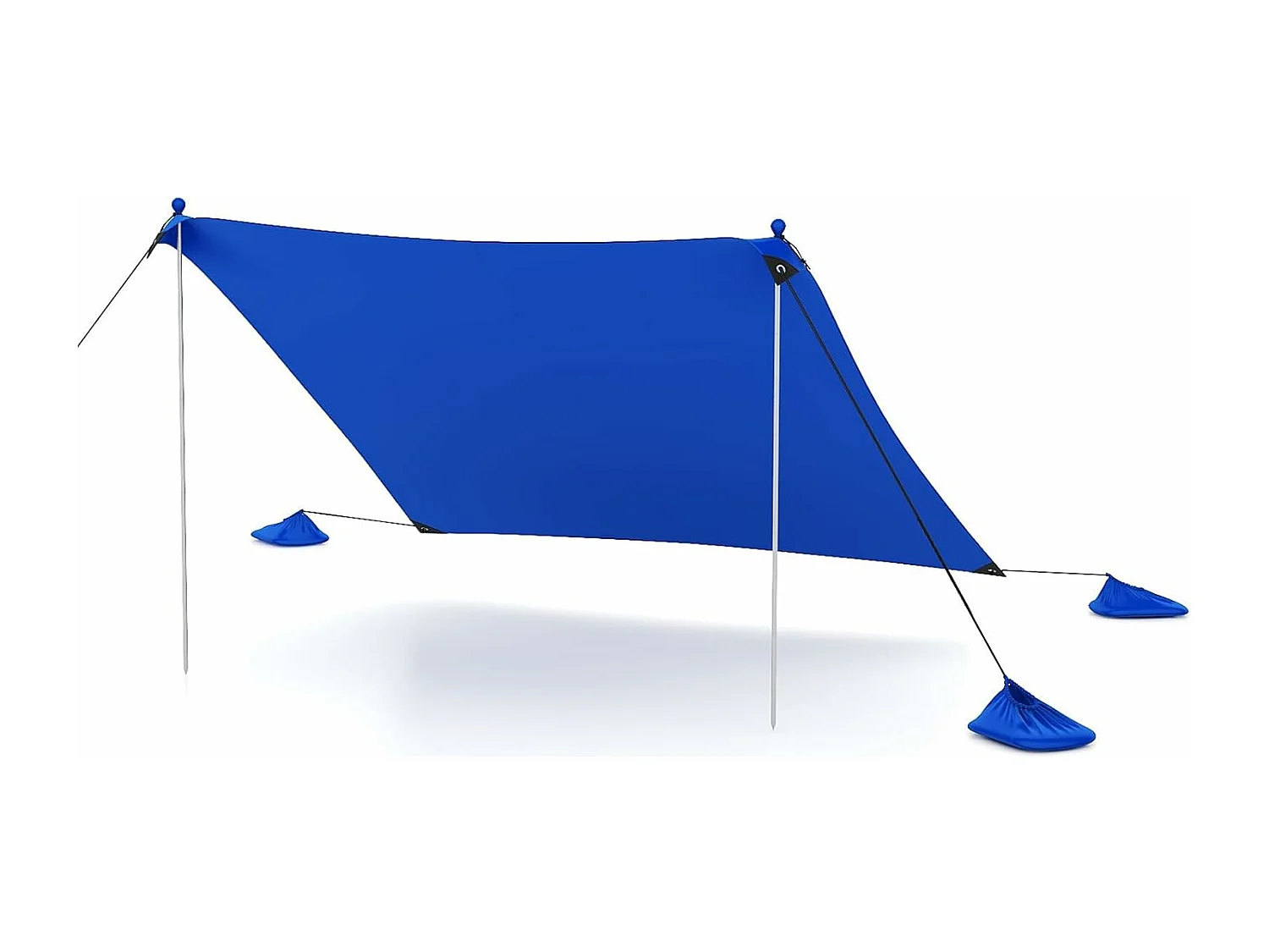 Strandtent 230x200 cm, UPF 50+, zonnetent met zandankers, zandzakken, draagbare zonwering, zonnedak voor strand, vissen, picknick (blauw) ZB33850