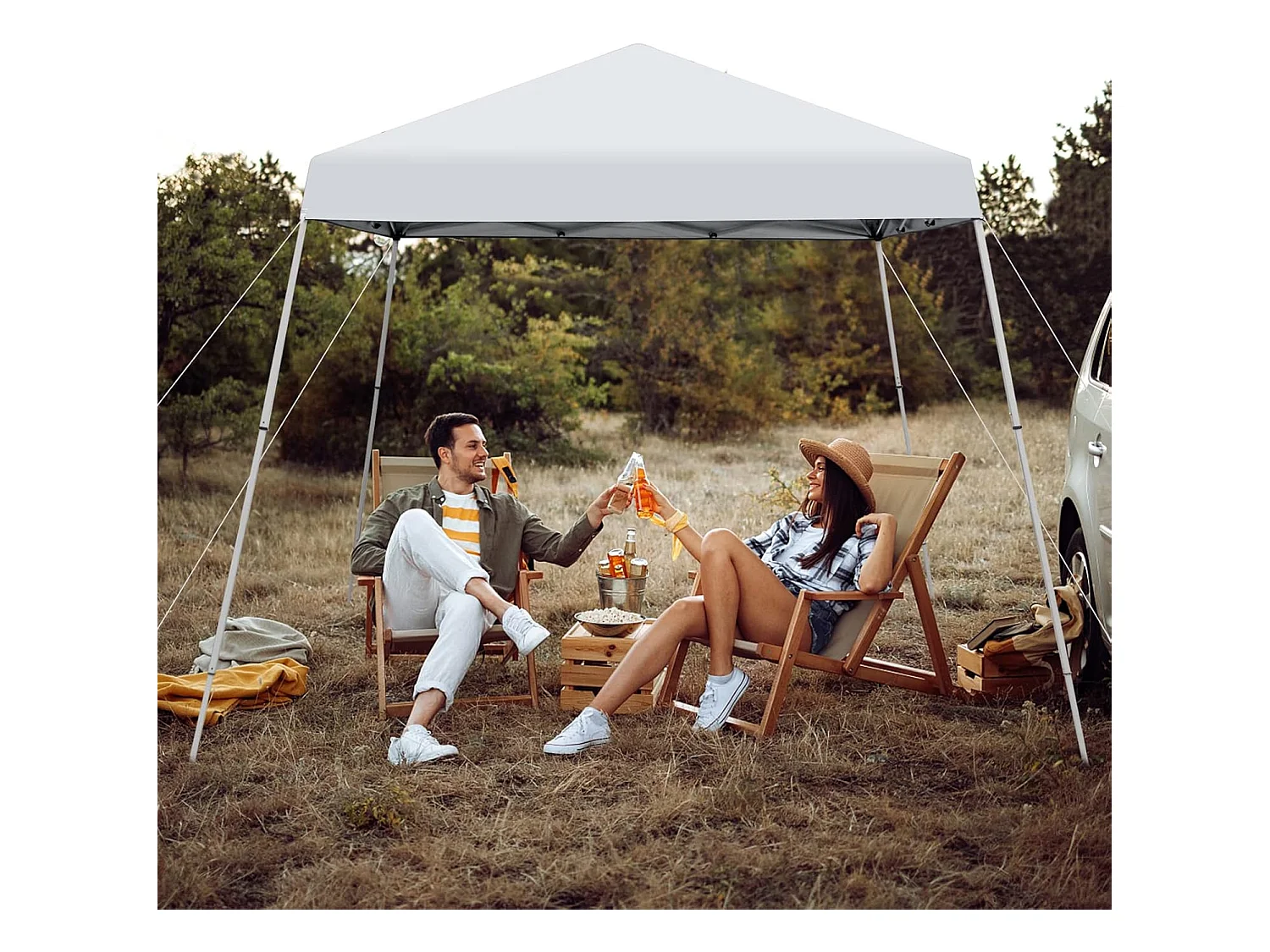 3x3m vouwpaviljoen, pop-up tuinpaviljoen, paviljoen, opvouwbaar, uv-bescherming 50+,verstelbaar op 3 hoogteniveaus, voor strand, camping ZB32060