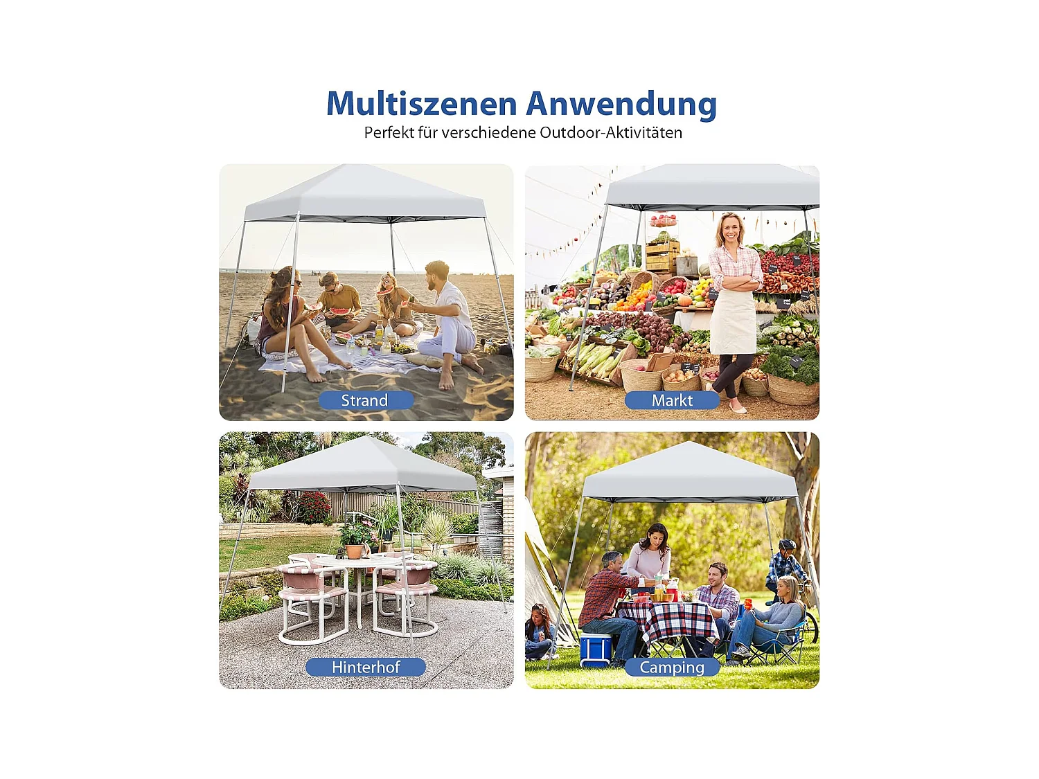 3x3m vouwpaviljoen, pop-up tuinpaviljoen, paviljoen, opvouwbaar, uv-bescherming 50+,verstelbaar op 3 hoogteniveaus, voor strand, camping ZB32060
