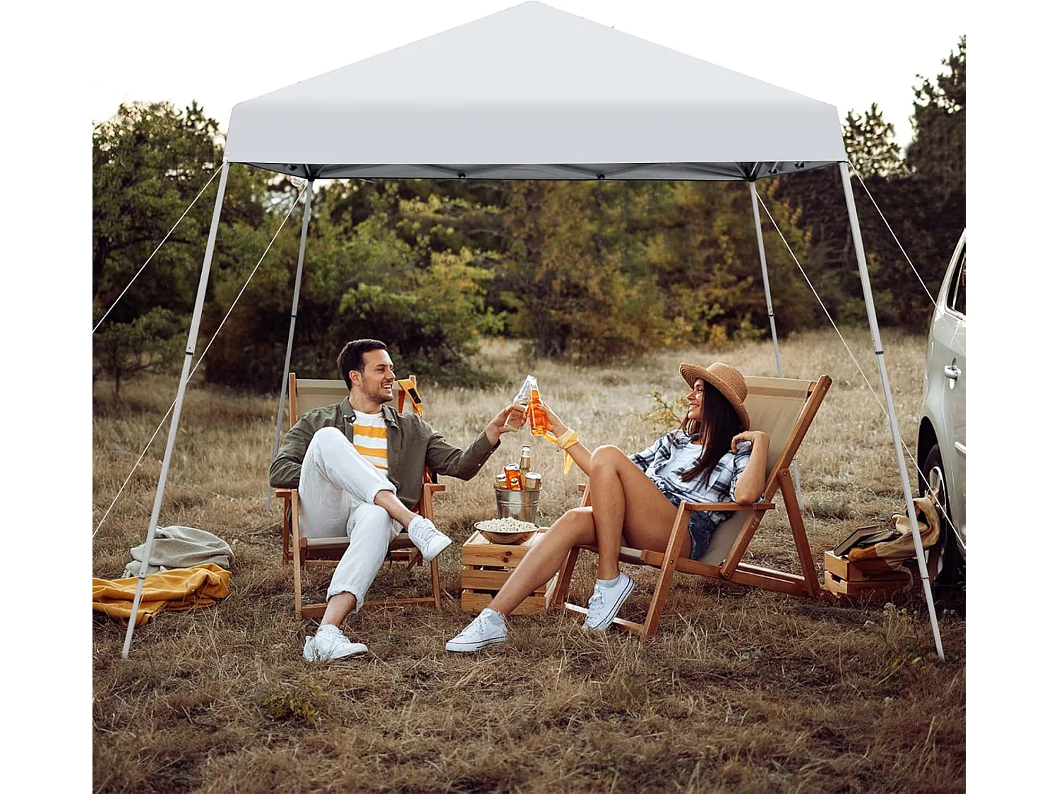 3x3m vouwpaviljoen, pop-up tuinpaviljoen, paviljoen, opvouwbaar, uv-bescherming 50+,verstelbaar op 3 hoogteniveaus, voor strand, camping ZB32060