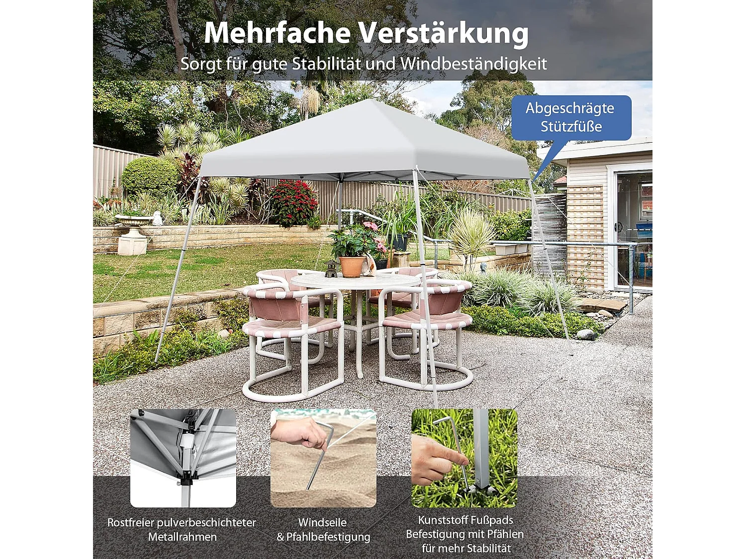 3x3m vouwpaviljoen, pop-up tuinpaviljoen, paviljoen, opvouwbaar, uv-bescherming 50+,verstelbaar op 3 hoogteniveaus, voor strand, camping ZB32060