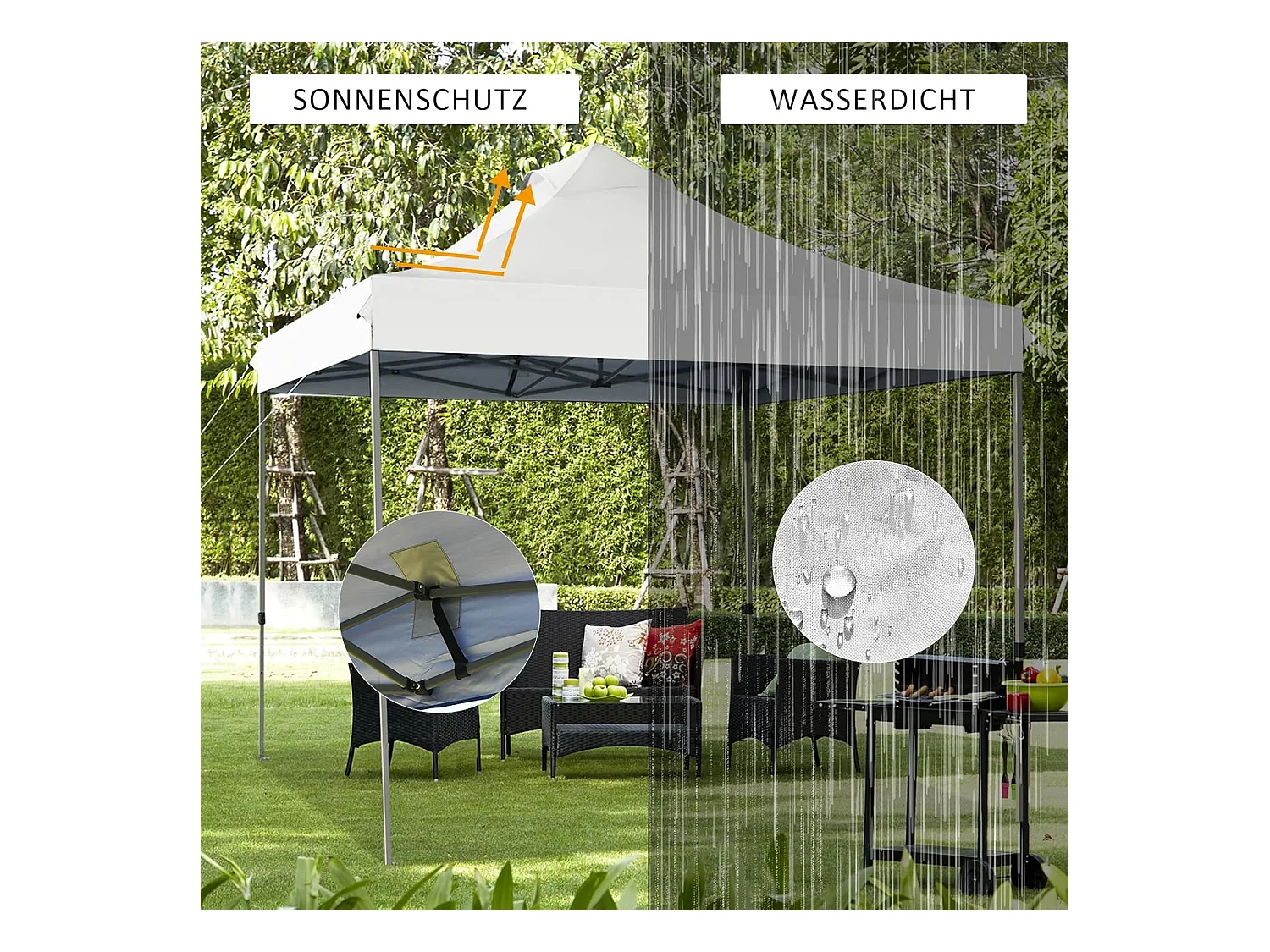 3 x 3 m paviljoen, vouwpaviljoen, winterbestendig, uv-bescherming 50+, in hoogte verstelbaar tuinpaviljoen,voor tuin, bruiloft, feest,AB92870