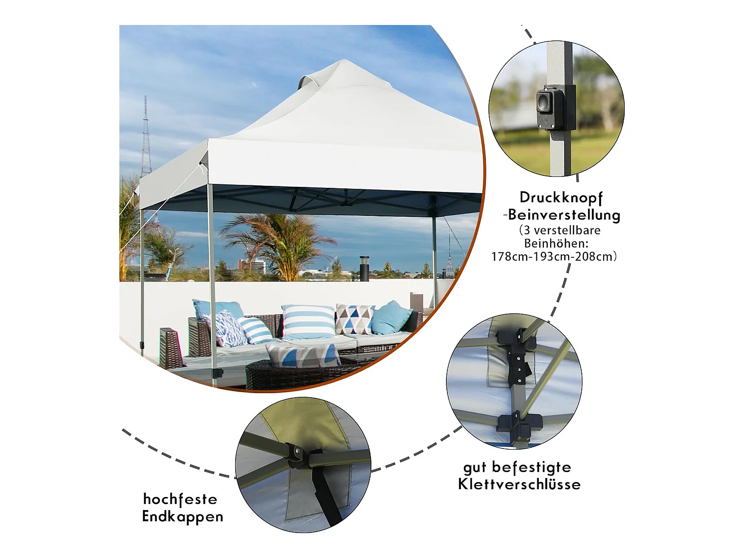 3 x 3 m paviljoen, vouwpaviljoen, winterbestendig, uv-bescherming 50+, in hoogte verstelbaar tuinpaviljoen,voor tuin, bruiloft, feest,AB92870
