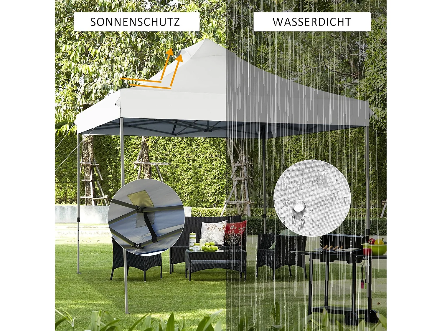 3 x 3 m paviljoen, vouwpaviljoen, winterbestendig, uv-bescherming 50+, in hoogte verstelbaar tuinpaviljoen,voor tuin, bruiloft, feest,AB92870