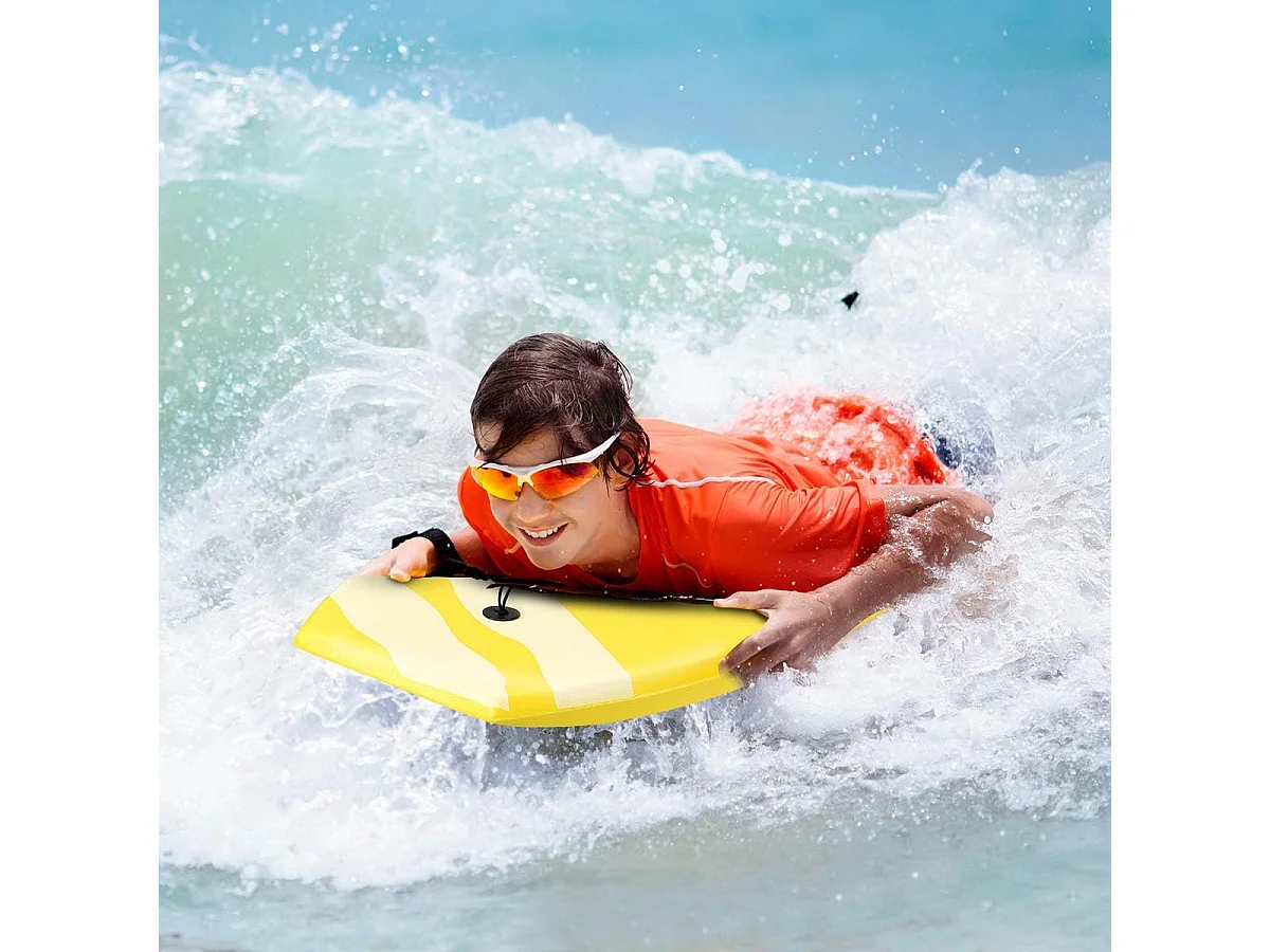 Bodyboard, zwemplank, surfplank, kinderen, surfboard, sup-board, 104 x 52 x 6 cm (geel)AB5065