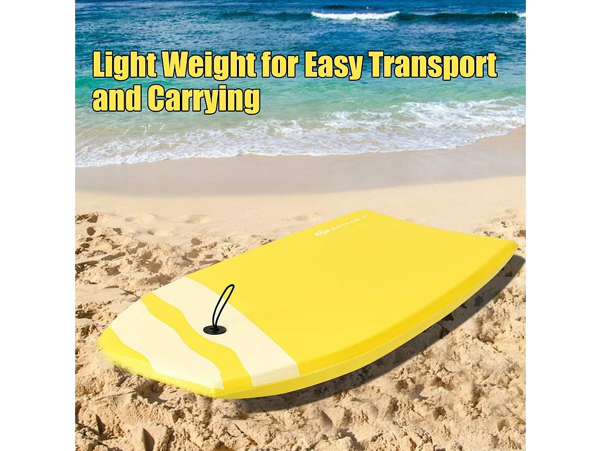 Bodyboard, zwemplank, surfplank, kinderen, surfboard, sup-board, 104 x 52 x 6 cm (geel)AB5065