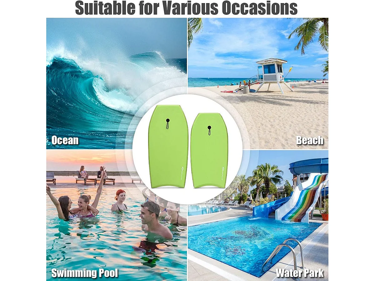 Bodyboard, zwemplank, surfplank, voor kinderen en volwassenen, surfboard, sup-board 104x51x6cm (groen en blauw)AB92474