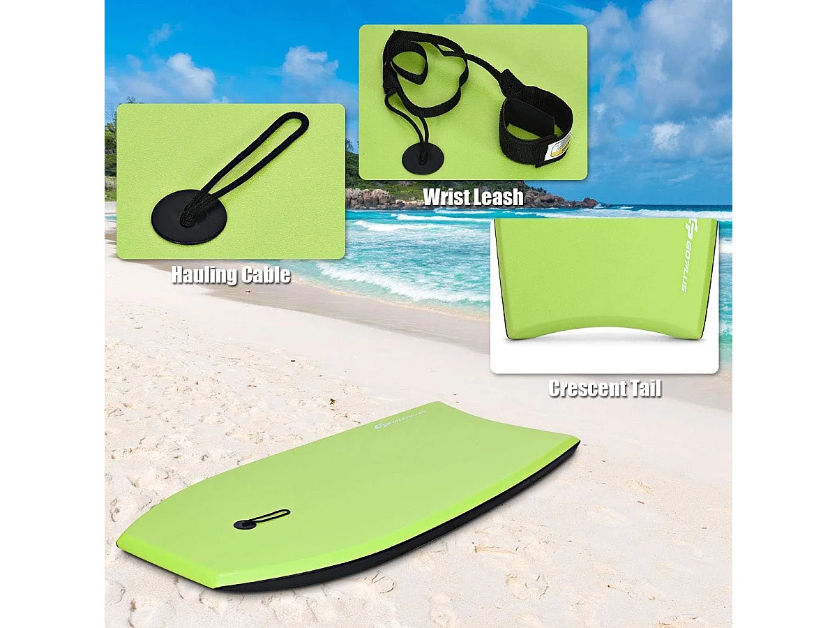 Bodyboard, zwemplank, surfplank, voor kinderen en volwassenen, surfboard, sup-board 104x51x6cm (groen en blauw)AB92474