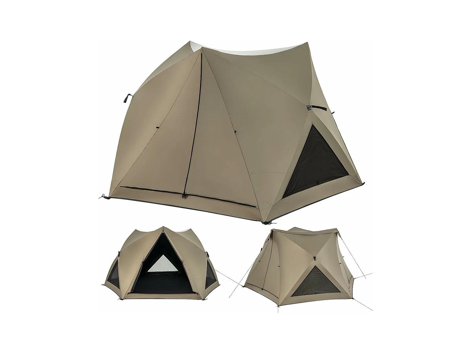Pop-up tent voor 4-6 personen, campingtent met overkapping, dakraam, 3 deuren, 3 ramen en grondzeil,familietent voor trekking, camping ZB33920