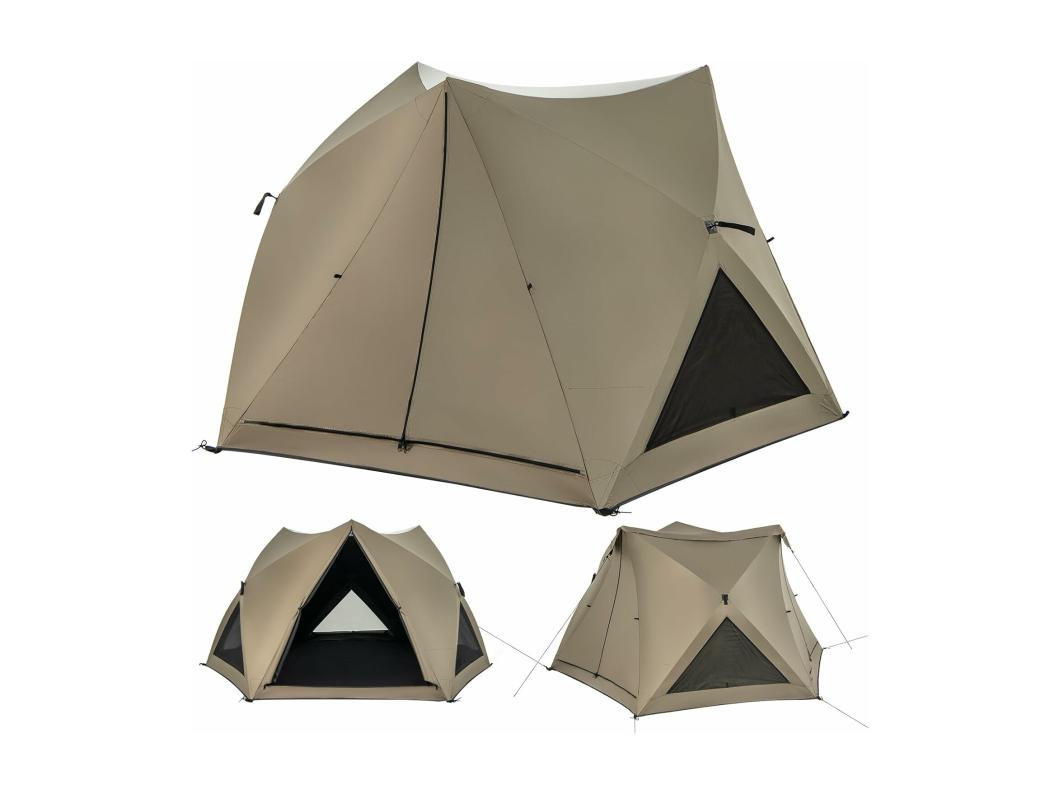 Pop-up tent voor 4-6 personen, campingtent met overkapping, dakraam, 3 deuren, 3 ramen en grondzeil,familietent voor trekking, camping ZB33920