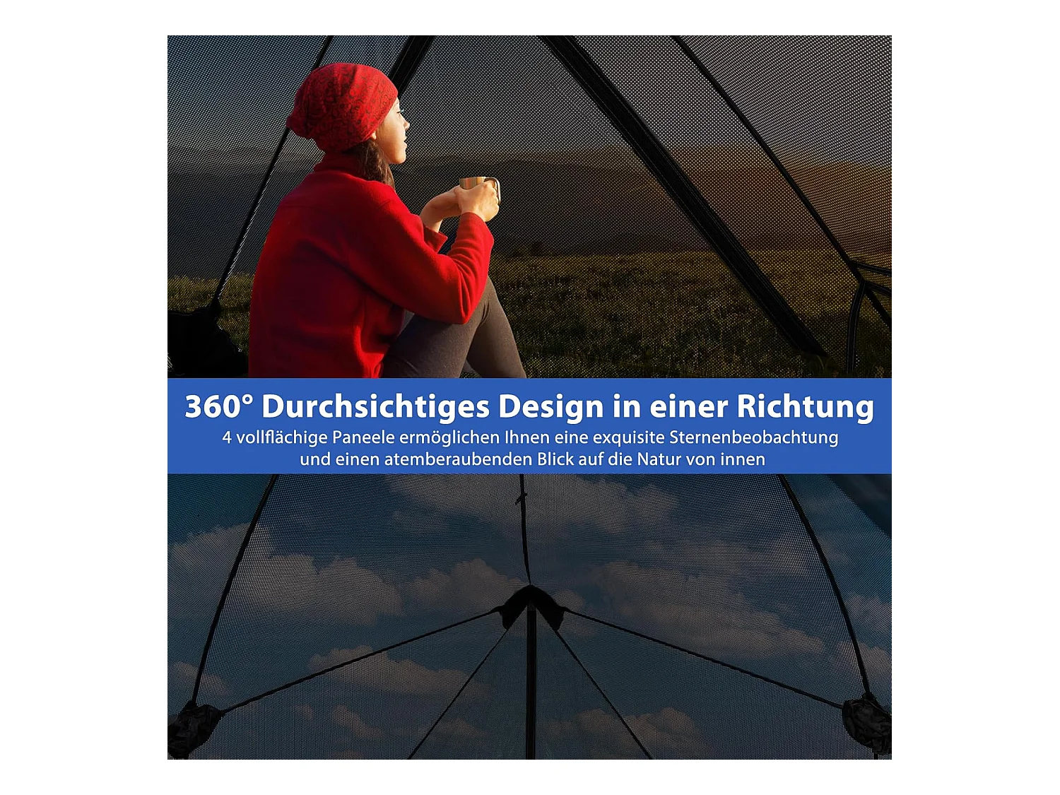 Pop-up tent voor 2-3 personen,360 graden,eenzijdig doorzichtige familietent, campingtent met regenbescherming,voor trekking, kamperenZB33929