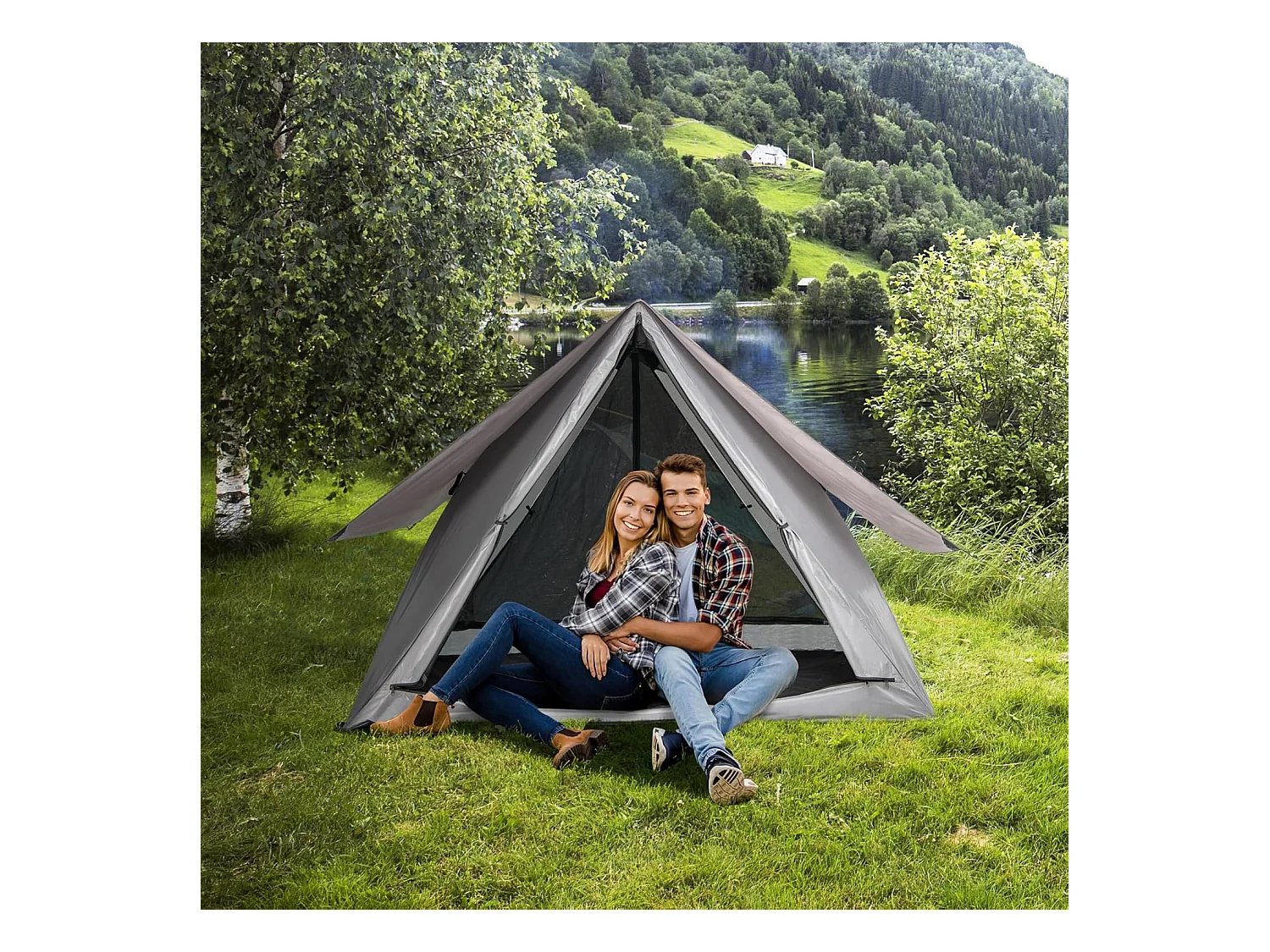 Pop-up tent voor 2-3 personen,360 graden,eenzijdig doorzichtige familietent, campingtent met regenbescherming,voor trekking, kamperenZB33929