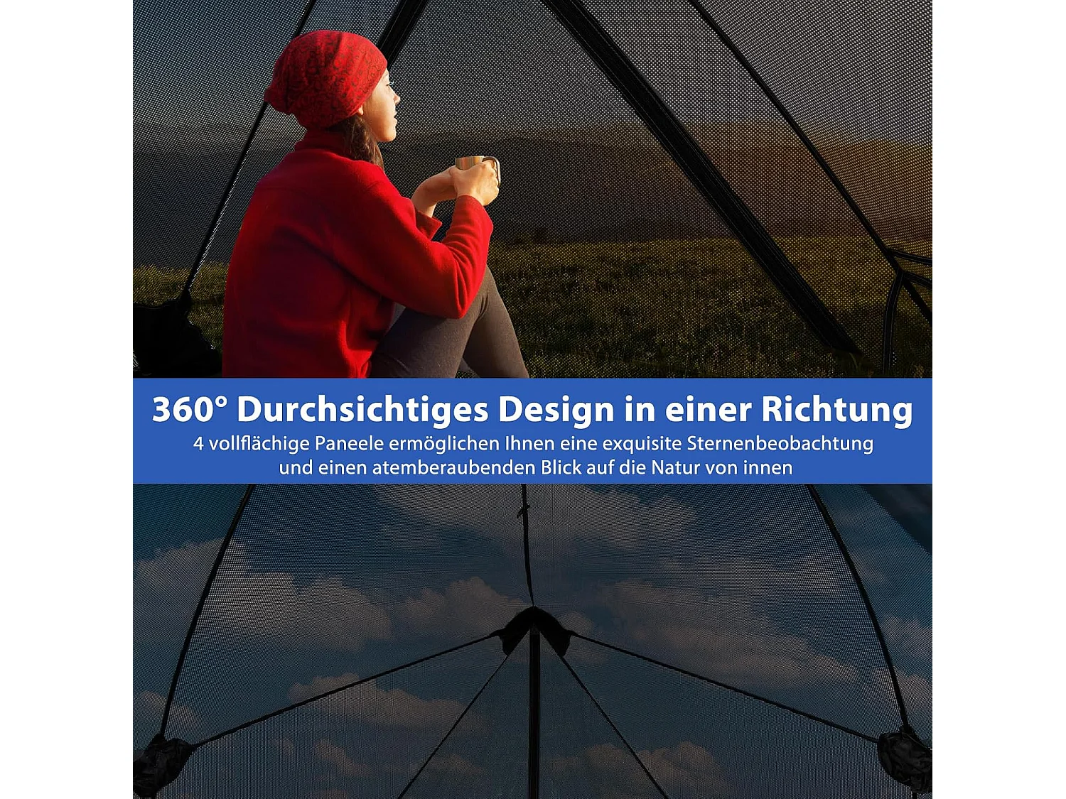 Pop-up tent voor 2-3 personen,360 graden,eenzijdig doorzichtige familietent, campingtent met regenbescherming,voor trekking, kamperenZB33929