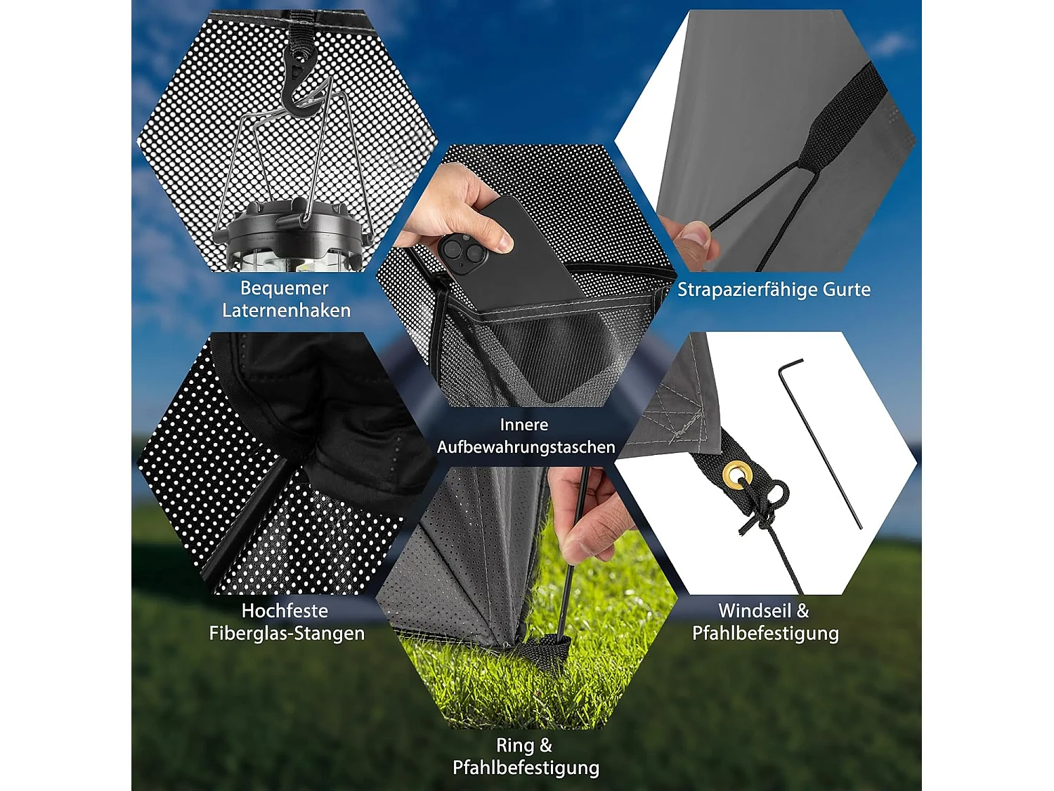 Pop-up tent voor 2-3 personen,360 graden,eenzijdig doorzichtige familietent, campingtent met regenbescherming,voor trekking, kamperenZB33929