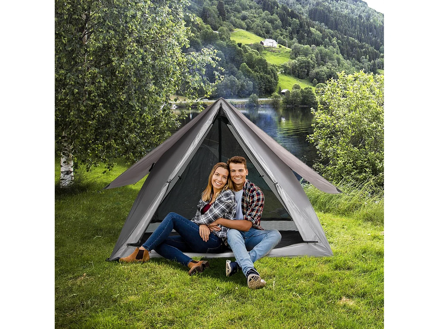 Pop-up tent voor 2-3 personen,360 graden,eenzijdig doorzichtige familietent, campingtent met regenbescherming,voor trekking, kamperenZB33929