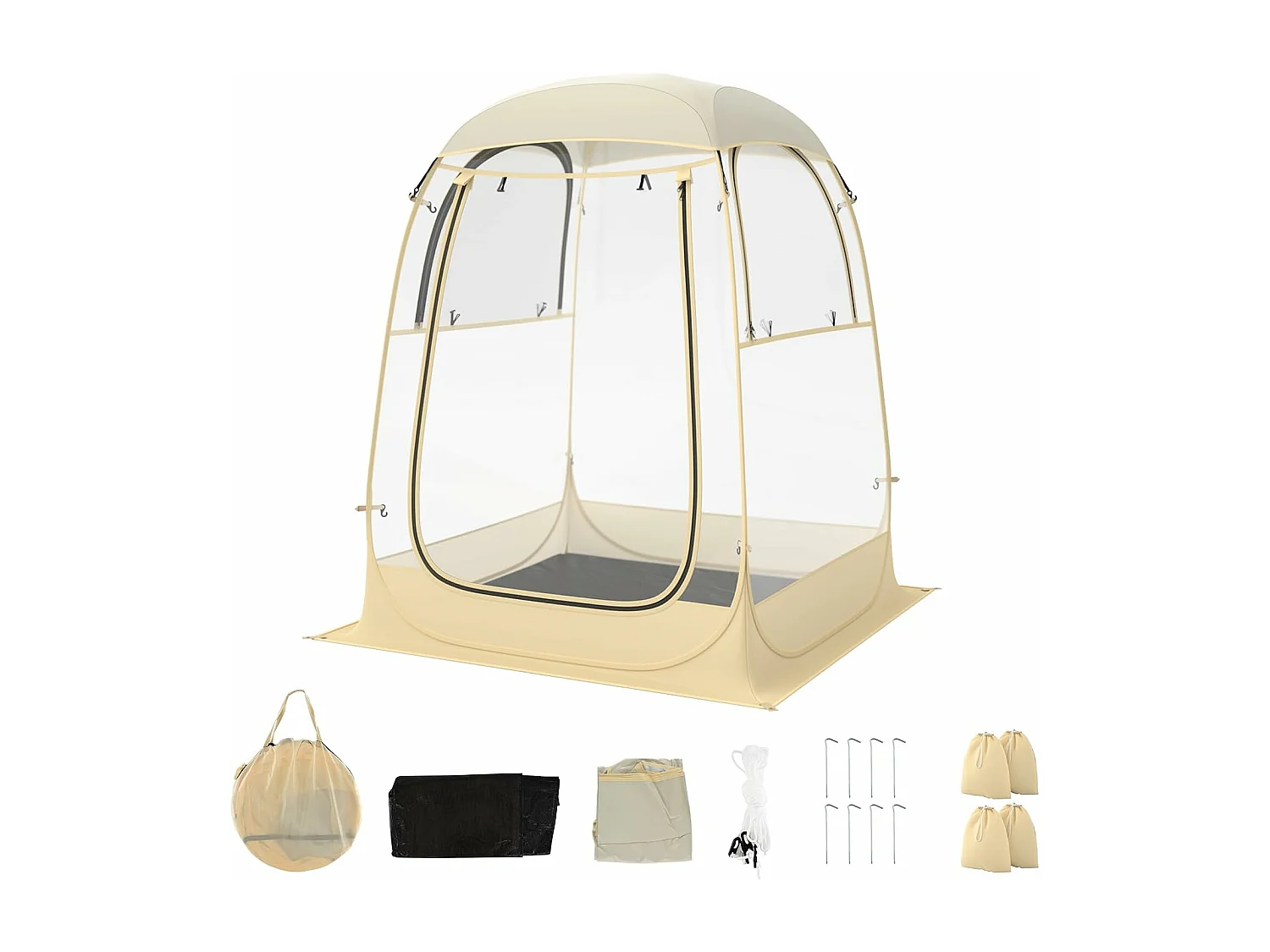 Transparante tent, pop-up tent met dak, opvouwbare sporttent, pvc-tent, outdoor bubbeltent voor sportevenementen, vissen en kamperenZB34298
