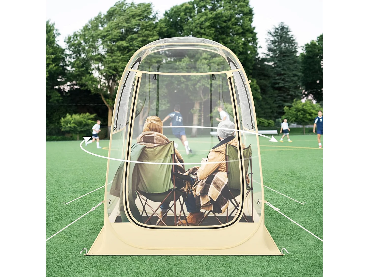 Transparante tent, pop-up tent met dak, opvouwbare sporttent, pvc-tent, outdoor bubbeltent voor sportevenementen, vissen en kamperenZB34298