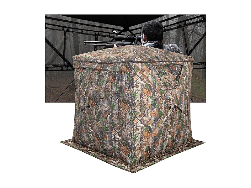 Eenzijdig doorzichtige 270° jachttent, pop-up schuilplaats voor 2-3 personen, jachtverstopplaats voor de jacht op herten en kalkoen, camouflage
