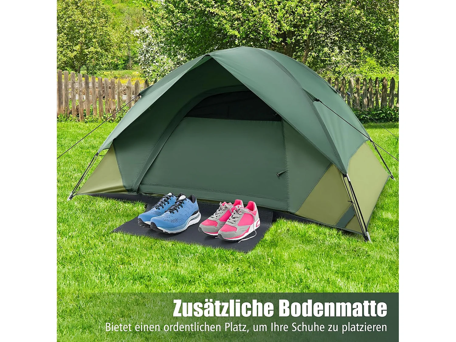 Tent voor 2 personen, ultralichte campingtent met afneembare regenbescherming, koepeltent, kleine verpakkingsmaat voor trekking, kamperen ZB33606