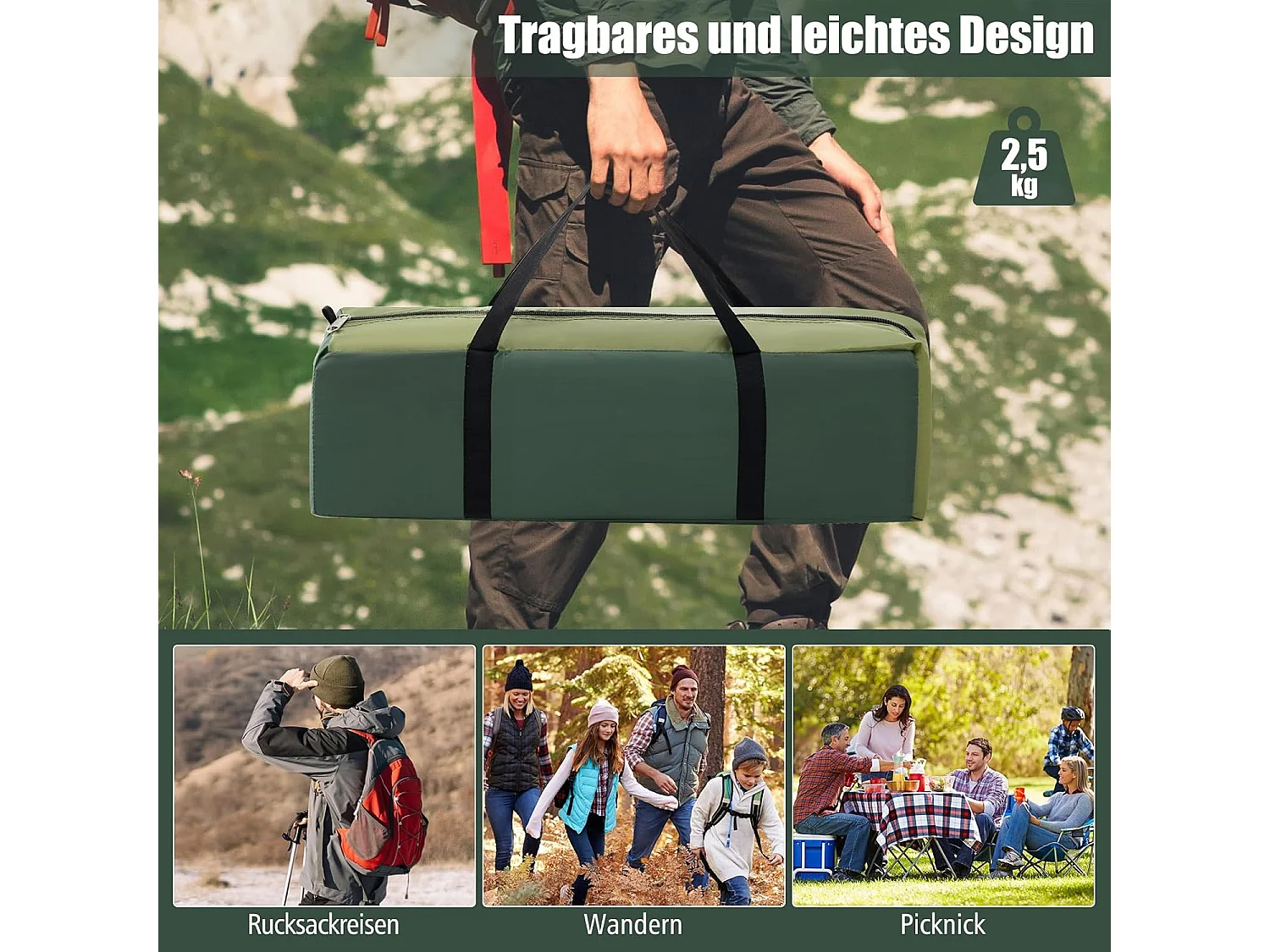 Tent voor 2 personen, ultralichte campingtent met afneembare regenbescherming, koepeltent, kleine verpakkingsmaat voor trekking, kamperen ZB33606