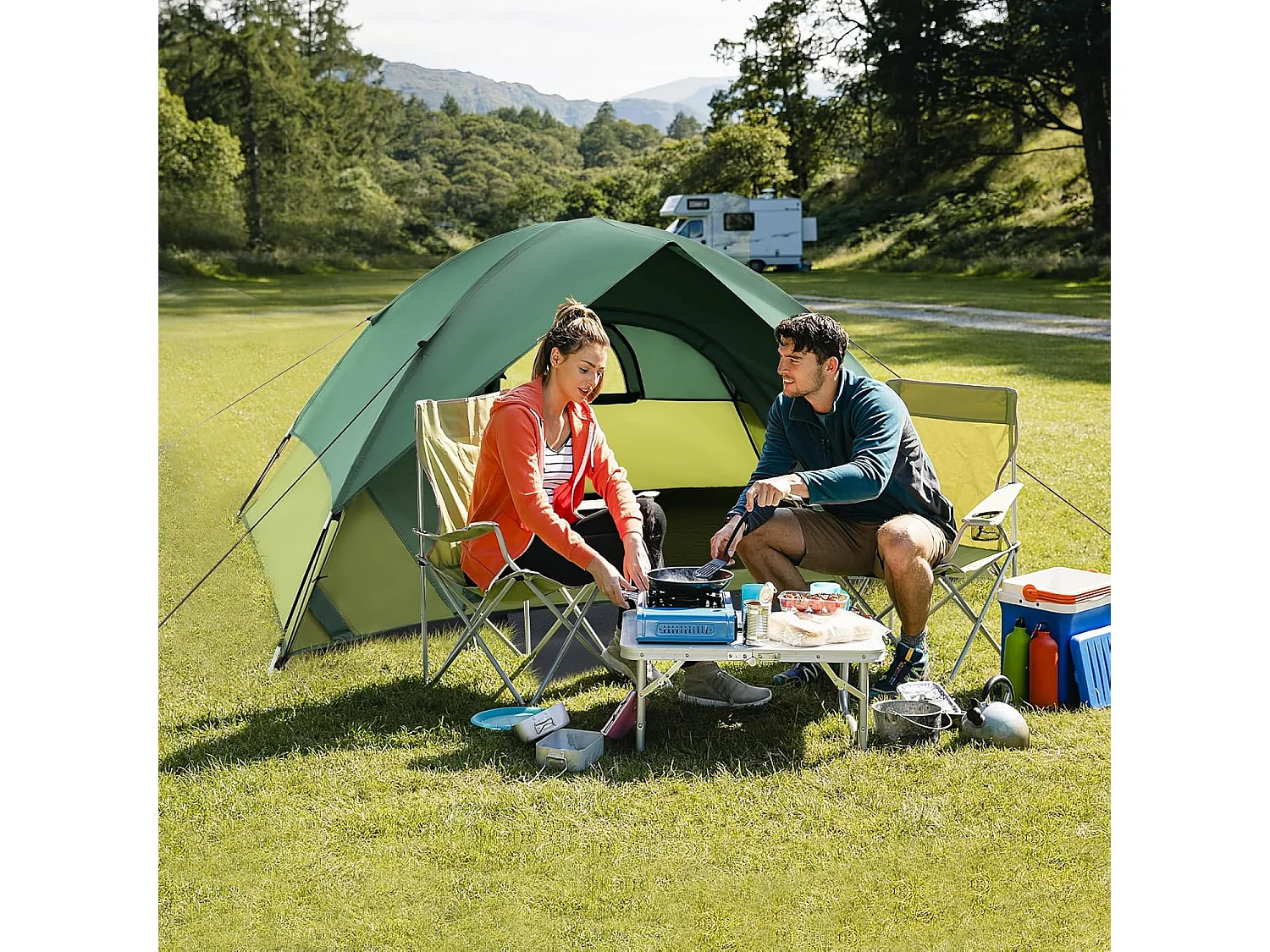 Tent voor 2 personen, ultralichte campingtent met afneembare regenbescherming, koepeltent, kleine verpakkingsmaat voor trekking, kamperen ZB33606