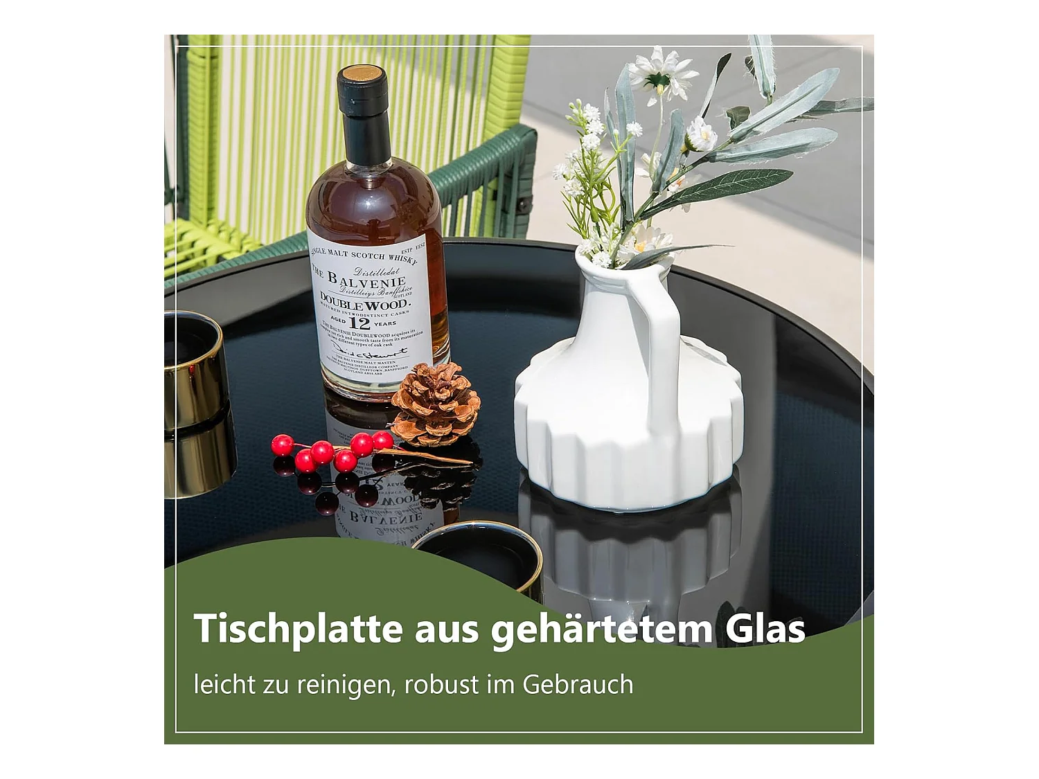 COSTWAY Bistrotafel, inklapbare tuintafel met tafelblad van gehard glas, terrastafel, balkontafel voor terras, achtertuin, zwembad, 59 x 59 x 67 cm