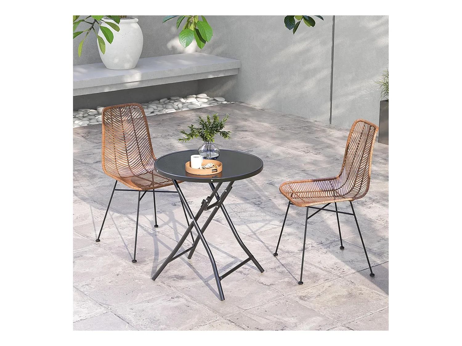 COSTWAY Bistrotafel, inklapbare tuintafel met tafelblad van gehard glas, terrastafel, balkontafel voor terras, achtertuin, zwembad, 59 x 59 x 67 cm