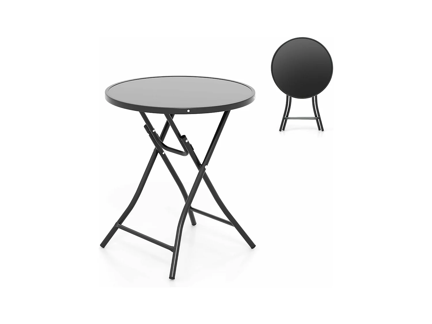 COSTWAY Bistrotafel, inklapbare tuintafel met tafelblad van gehard glas, terrastafel, balkontafel voor terras, achtertuin, zwembad, 59 x 59 x 67 cm